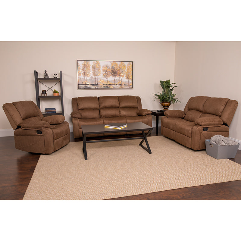 Microfiber reclining deals sofa set