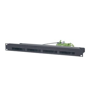 Lowell Mfg Rackmount panel w/blower fans, 19 in. x 1U, 4 fans (3.5 in.) with guards, 90cfm total,