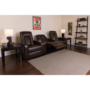 Flash Furniture Eclipse Series 3-Seat Reclining Brown LeatherSoft