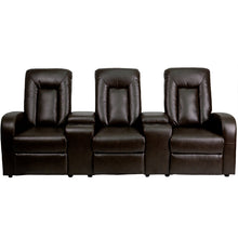 Load image into Gallery viewer, Flash Furniture Eclipse Series 3-Seat Reclining Brown LeatherSoft