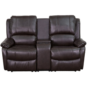 Flash Furniture Allure Series 2-Seat Reclining Pillow Back Brown LeatherSoft