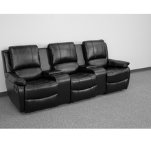 Load image into Gallery viewer, Flash Furniture Allure Series 3-Seat Reclining Pillow Back Black LeatherSoft