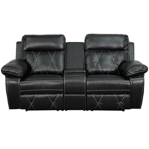 Flash Furniture Reel Comfort Series 2-Seat Straight Reclining Black LeatherSoft