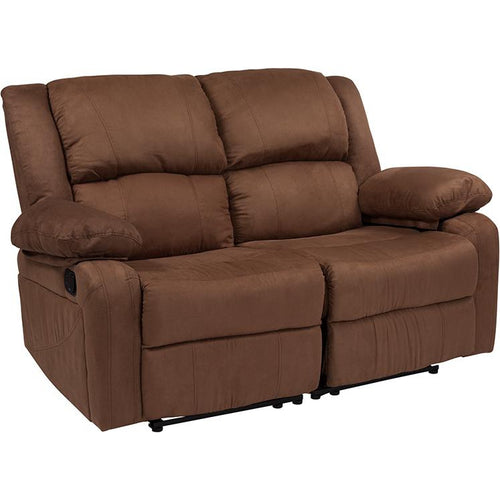 Flash Furniture Harmony Series Chocolate Brown Microfiber Loveseat with Two Built-In Recliners