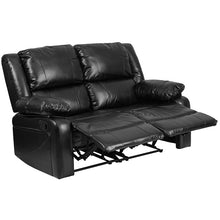 Load image into Gallery viewer, Flash Furniture Harmony Series Black Leather Soft Loveseat with Two Built-In Recliners