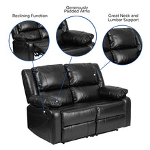 Load image into Gallery viewer, Flash Furniture Harmony Series Black Leather Soft Loveseat with Two Built-In Recliners