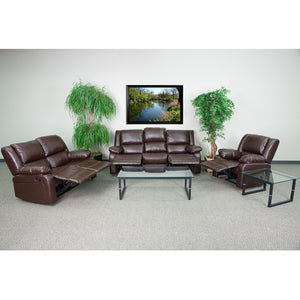 Flash Furniture Harmony Series Brown Leather Soft Reclining Sofa Set