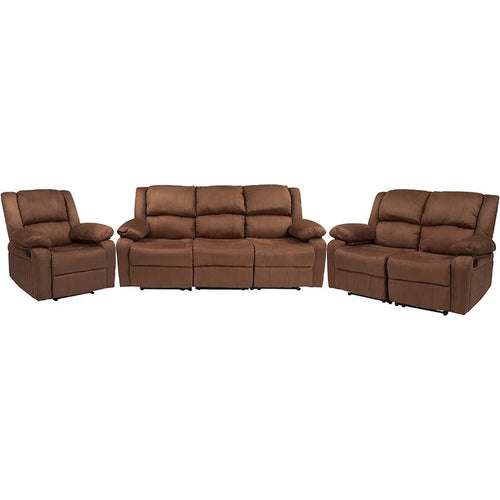 Flash Furniture Harmony Series Chocolate Brown Microfiber Reclining Sofa Set