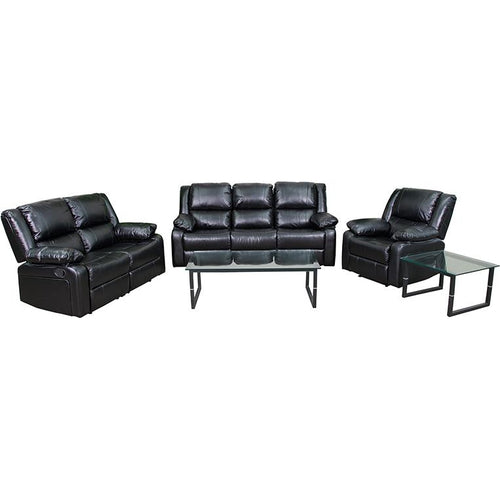 Flash Furniture Harmony Series Black Leather Soft Reclining Sofa Set