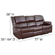 Load image into Gallery viewer, Flash Furniture Harmony Series Brown Leather Soft Sofa with Two Built-In Recliners