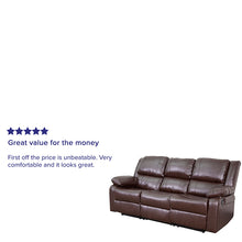 Load image into Gallery viewer, Flash Furniture Harmony Series Brown Leather Soft Sofa with Two Built-In Recliners