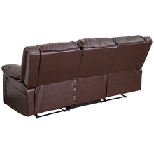 Load image into Gallery viewer, Flash Furniture Harmony Series Brown Leather Soft Sofa with Two Built-In Recliners