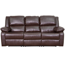 Load image into Gallery viewer, Flash Furniture Harmony Series Brown Leather Soft Sofa with Two Built-In Recliners