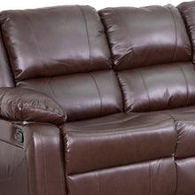 Load image into Gallery viewer, Flash Furniture Harmony Series Brown Leather Soft Sofa with Two Built-In Recliners