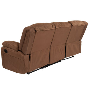 Flash Furniture Harmony Series Chocolate Brown Microfiber Sofa with Two Built-In Recliners