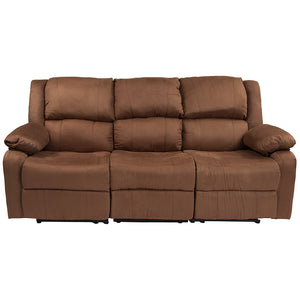 Flash Furniture Harmony Series Chocolate Brown Microfiber Sofa with Two Built-In Recliners