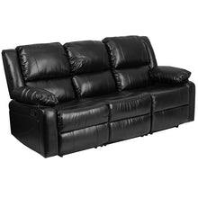 Load image into Gallery viewer, Flash Furniture Harmony Series Black Leather Soft Sofa with Two Built-In Recliners