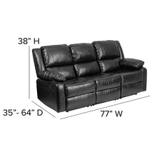 Load image into Gallery viewer, Flash Furniture Harmony Series Black Leather Soft Sofa with Two Built-In Recliners