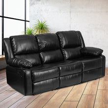 Load image into Gallery viewer, Flash Furniture Harmony Series Black Leather Soft Sofa with Two Built-In Recliners