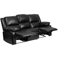 Load image into Gallery viewer, Flash Furniture Harmony Series Black Leather Soft Sofa with Two Built-In Recliners