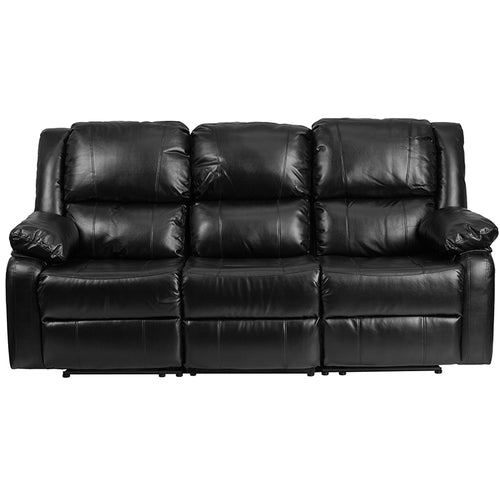Flash Furniture Harmony Series Black Leather Soft Sofa with Two Built-In Recliners