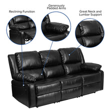 Load image into Gallery viewer, Flash Furniture Harmony Series Black Leather Soft Sofa with Two Built-In Recliners