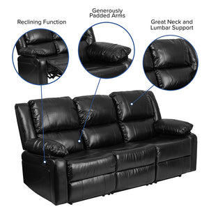 Flash Furniture Harmony Series Black Leather Soft Sofa with Two Built-In Recliners