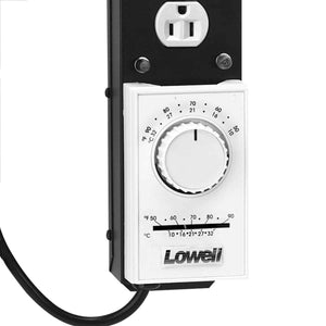 Lowell Mfg Fan Thermostat Control-Single Duplex, 50-90 Degrees F Temp Range