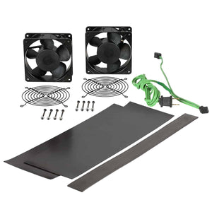 Lowell Mfg Fan Kit-Two 4.7in Whisper Fans, 50cfm ea, Fan Guards, Cord, Vent Blockers for LWR Series Rack