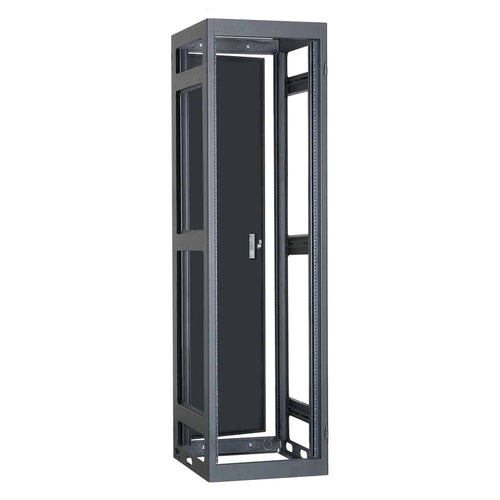 Lowell Mfg Equipment Rack-Narrow-Gangable-40U, 27in Deep, Rails, Rear Door