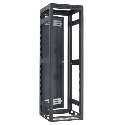 Lowell Mfg Equipment Rack-Gangable-40U, 22in Deep, 1pr Rails, Rear Door