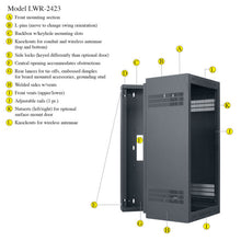 Load image into Gallery viewer, Lowell Mfg Equipment Rack-Sectional Wall Mount-24U, 23in Deep, 1pr Adjustable Rails