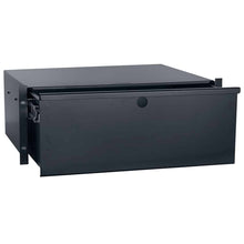 Load image into Gallery viewer, Lowell Mfg Rackmount Utility Drawer with Key Lock, Slam Latch, Mat Liner, 2U x 14.437inD, 50lbs capacity