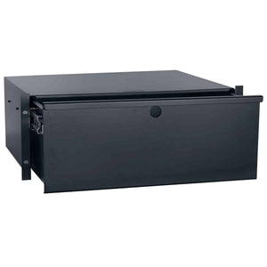 Lowell Mfg Rackmount Utility Drawer with Key Lock, Slam Latch, Mat Liner, 2U x 14.437inD, 50lbs capacity