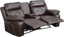 Load image into Gallery viewer, Flash Furniture Reel Comfort Series 2-Seat Curved Reclining Brown LeatherSoft