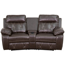 Load image into Gallery viewer, Flash Furniture Reel Comfort Series 2-Seat Curved Reclining Brown LeatherSoft