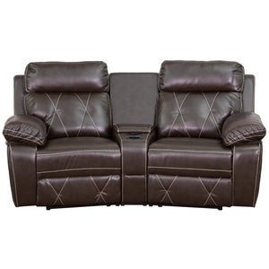 Flash Furniture Reel Comfort Series 2-Seat Curved Reclining Brown LeatherSoft