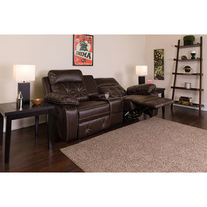 Flash Furniture Reel Comfort Series 2-Seat Straight Reclining Brown LeatherSoft