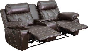 Flash Furniture Reel Comfort Series 2-Seat Straight Reclining Brown LeatherSoft