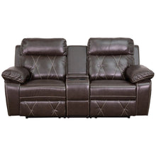 Load image into Gallery viewer, Flash Furniture Reel Comfort Series 2-Seat Straight Reclining Brown LeatherSoft